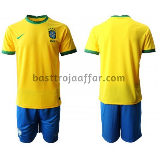 Brasilien Barn Hemma Fotbollströja 2020-2021 Kortärmad