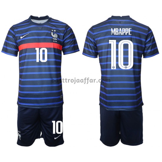 Frankrike Kylian Mbappé 10 Barn Hemma Fotbollströja EM 2020 Kortärmad