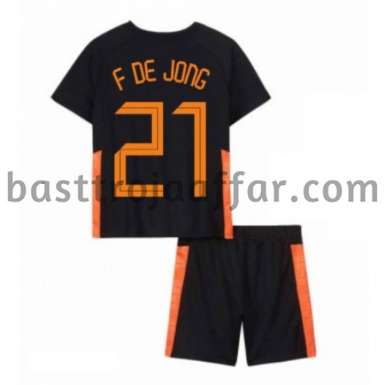 Nederländerna Frenkie de Jong 21 Barn Borta Fotbollströja EM 2020 Kortärmad