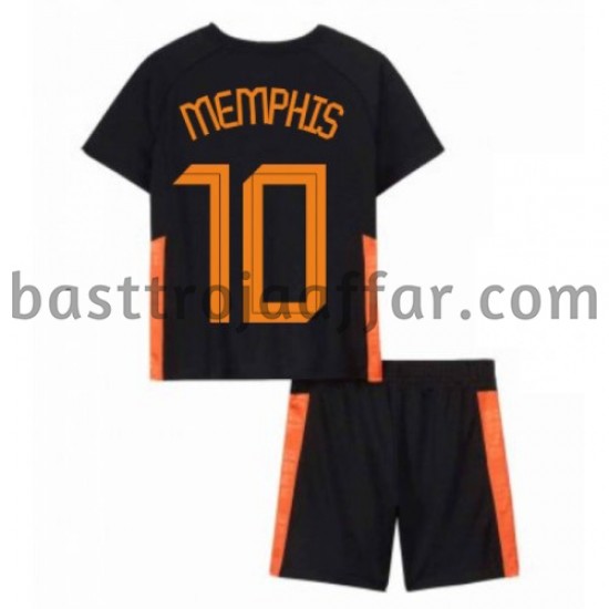 Nederländerna Memphis Depay 10 Barn Borta Fotbollströja EM 2020 Kortärmad
