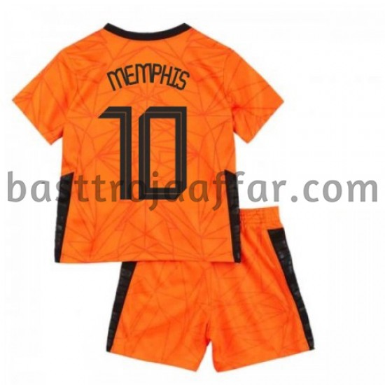 Nederländerna Memphis Depay 10 Barn Hemma Fotbollströja EM 2020 Kortärmad