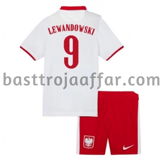 Polen Robert Lewandowski 9 Barn Hemma Fotbollströja EM 2020 Kortärmad