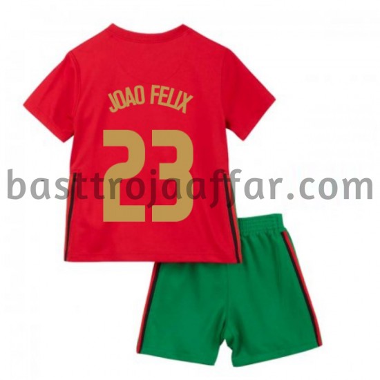 Portugal João Félix 23 Barn Hemma Fotbollströja EM 2020 Kortärmad