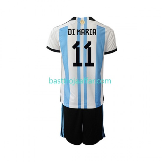 Argentina Di Maria 11 Barn Hemma Fotbollströja VM 2022 Kortärmad