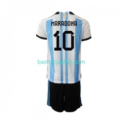Argentina Maradona 10 Barn Hemma Fotbollströja VM 2022 Kortärmad