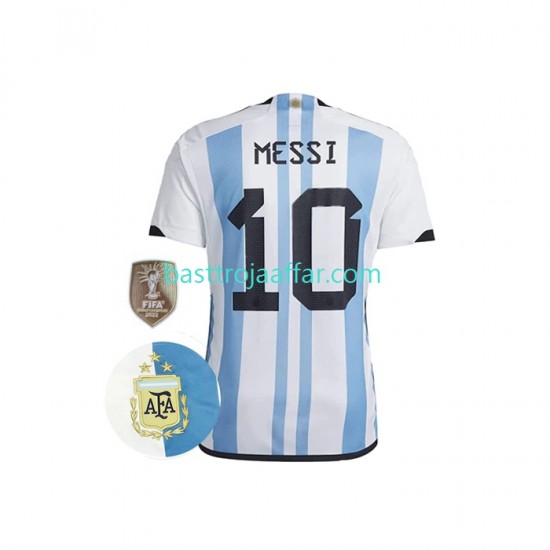 Argentina Messi 10 3 Stars Män Hemma Fotbollströja VM 2022 Kortärmad