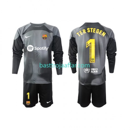 FC Barcelona Ter Stegen 1 Målvakt Barn Borta Fotbollströja 2022-2023 Långärmad