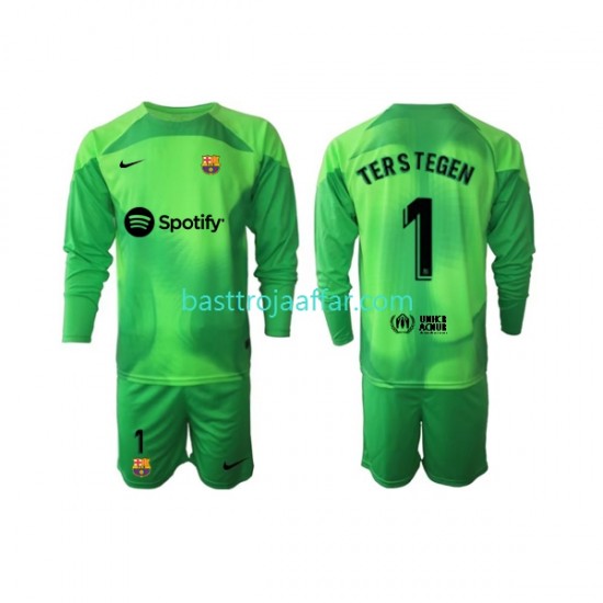 FC Barcelona Ter Stegen 1 Målvakt Barn Hemma Fotbollströja 2022-2023 Långärmad