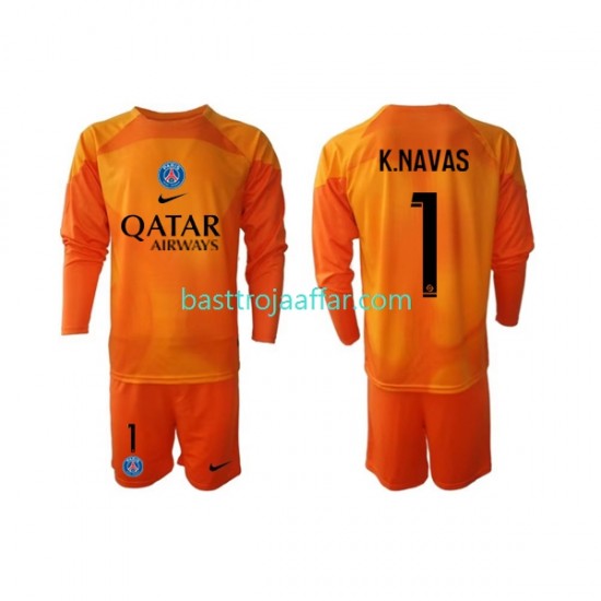 Paris Saint-Germain Keylor Navas 1 Målvakt Barn Borta Fotbollströja 2022-2023 Långärmad