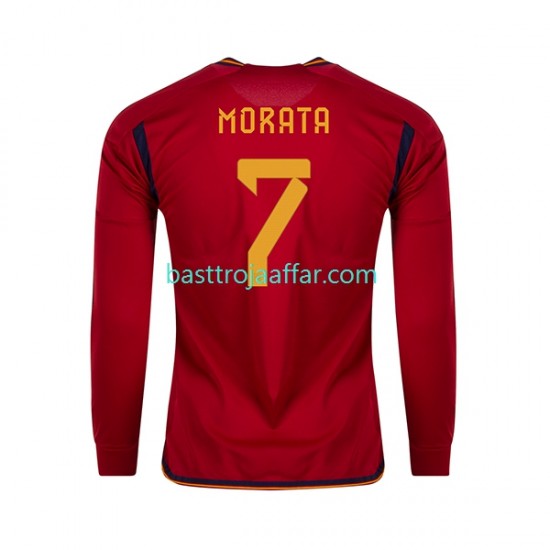 Spanien MORATA 7 Män Hemma Fotbollströja VM 2022 Långärmad