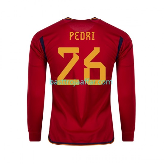 Spanien PEDRI 26 Män Hemma Fotbollströja VM 2022 Långärmad