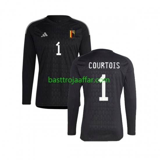 Belgien Courtois 1 2022 Målvakt Män Borta Fotbollströja Långärmad