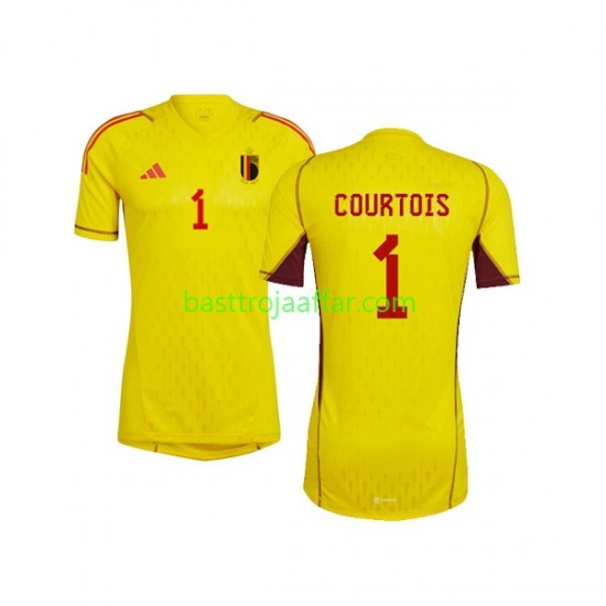 Belgien Courtois 1 Målvakt Män Borta Fotbollströja VM 2022 Kortärmad