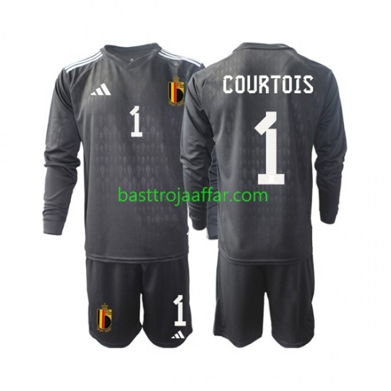 Belgien Courtois 1 2022 Målvakt Barn Borta Fotbollströja Långärmad