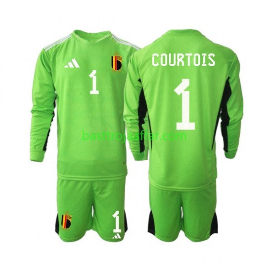 Belgien Courtois 1 Målvakt Barn Hemma Fotbollströja 2021-2022 Långärmad