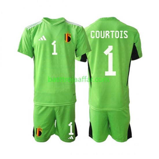 Belgien Courtois 1 Målvakt Barn Hemma Fotbollströja 2021-2022 Kortärmad