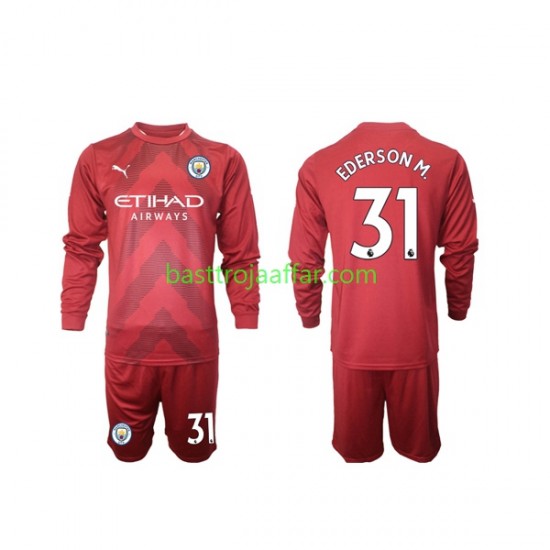 Manchester City Ederson M 31 Målvakt Barn Hemma Fotbollströja 2022-2023 Långärmad