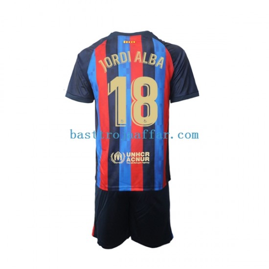FC Barcelona Jordi Alba 18 Barn Hemma Fotbollströja 2022-2023 Kortärmad