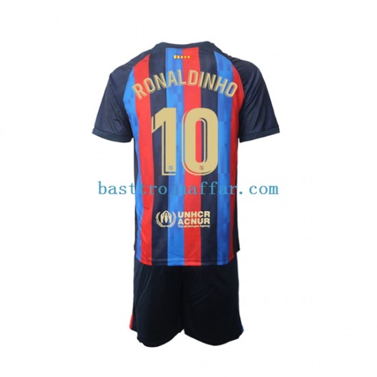 FC Barcelona Ronaldinho 10 Barn Hemma Fotbollströja 2022-2023 Kortärmad