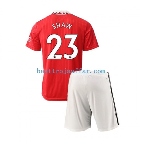 Manchester United Luke Shaw 23 Barn Hemma Fotbollströja 2022-2023 Kortärmad