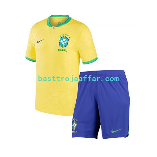 Brasilien Barn Hemma Fotbollströja VM 2022 Kortärmad