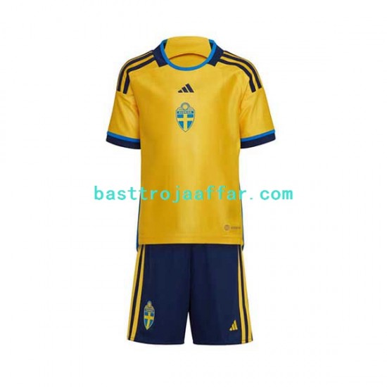 Sverige 2022 Barn Hemma Fotbollströja Kortärmad