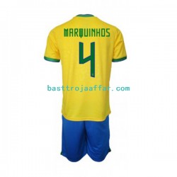 Brasilien Marquinhos 4 Barn Hemma Fotbollströja VM 2022 Kortärmad Brasilien Marquinhos 4 Barn Hemma Fotbollströja VM 2022 Kortärmad