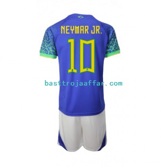 Brasilien Neymar JR 10 Barn Borta Fotbollströja VM 2022 Kortärmad