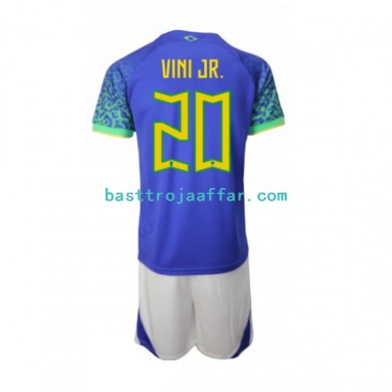 Brasilien Vinicius Junior 20 Barn Borta Fotbollströja VM 2022 Kortärmad