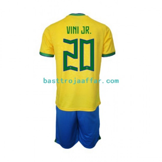 Brasilien Vinicius Junior 20 Barn Hemma Fotbollströja VM 2022 Kortärmad