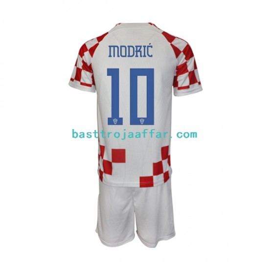 Kroatien Modrić 10 Barn Hemma Fotbollströja VM 2022 Kortärmad