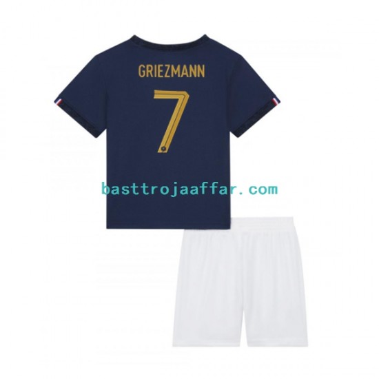 Frankrike Griezmann 7 Barn Hemma Fotbollströja VM 2022 Kortärmad