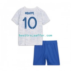 Frankrike Mbappé 10 Barn Borta Fotbollströja VM 2022 Kortärmad Frankrike Mbappé 10 Barn Borta Fotbollströja VM 2022 Kortärmad