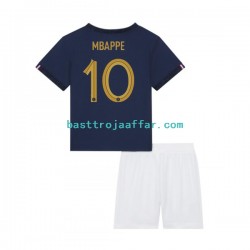 Frankrike Mbappé 10 Barn Hemma Fotbollströja VM 2022 Kortärmad Frankrike Mbappé 10 Barn Hemma Fotbollströja VM 2022 Kortärmad