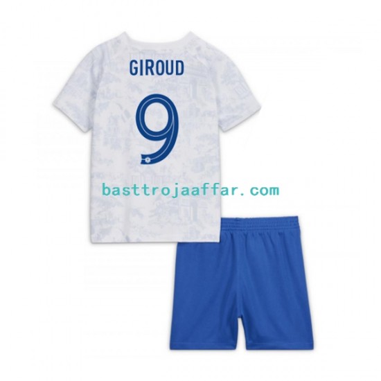 Frankrike Olivier Giroud 9 Barn Borta Fotbollströja VM 2022 Kortärmad
