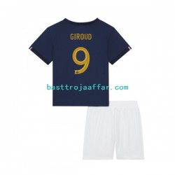 Frankrike Olivier Giroud 9 Barn Hemma Fotbollströja VM 2022 Kortärmad Frankrike Olivier Giroud 9 Barn Hemma Fotbollströja VM 2022 Kortärmad