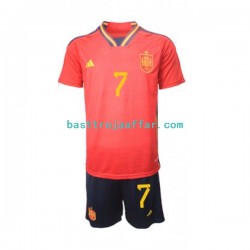 Spanien Alvaro Morata 7 Barn Hemma Fotbollströja VM 2022 Kortärmad