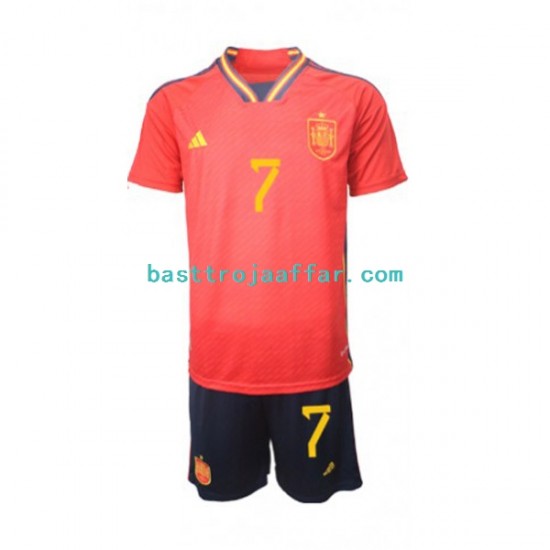 Spanien Alvaro Morata 7 Barn Hemma Fotbollströja VM 2022 Kortärmad