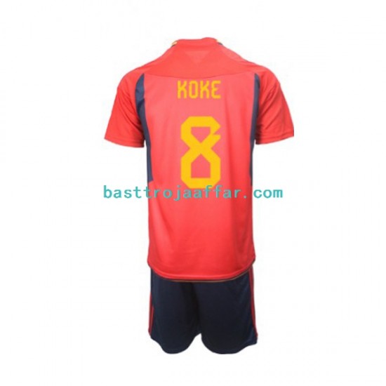 Spanien Koke 8 Barn Hemma Fotbollströja VM 2022 Kortärmad
