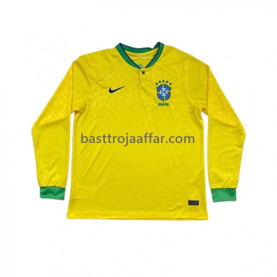 Brasilien Män Hemma Fotbollströja VM 2022 Långärmad