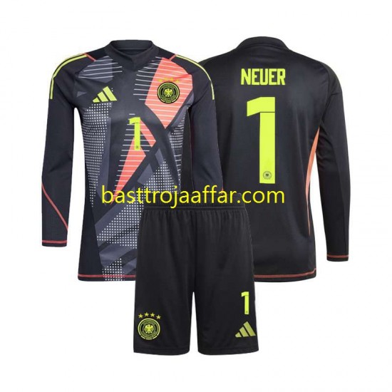 Tyskland Manuel Neuer 1 Målvakt Barn Hemma Fotbollströja Euro 2024 Långärmad
