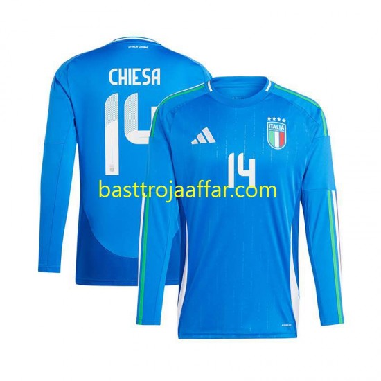 Italien Chiesa 14 Män Hemma Fotbollströja Euro 2024 Långärmad