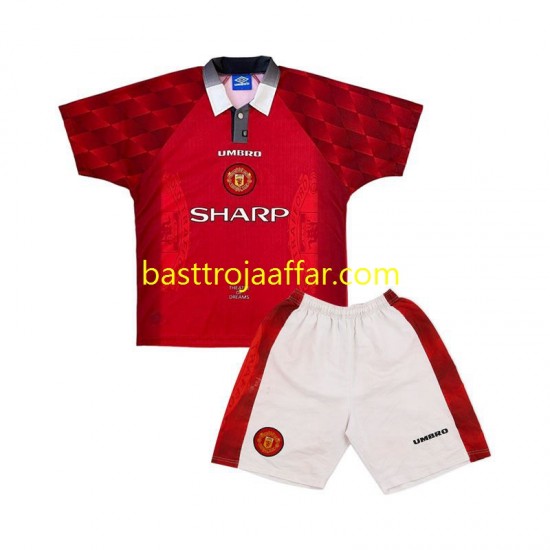 Manchester United 1996 Retro Barn Hemma Fotbollströja Kortärmad